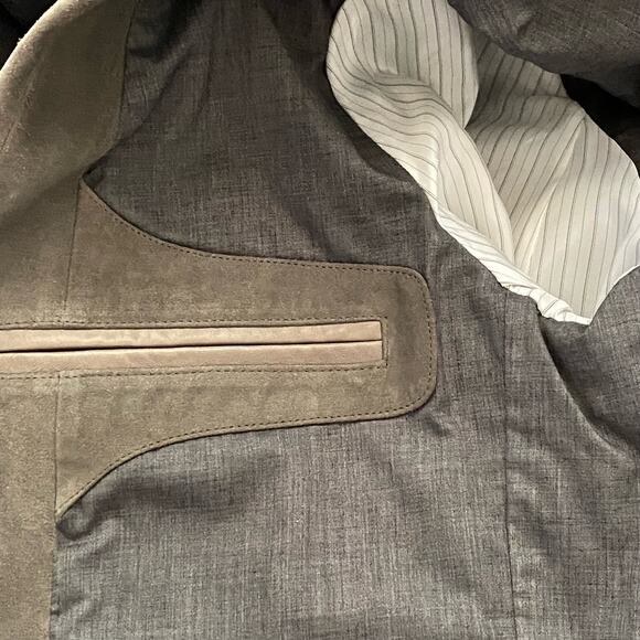 John Varvatos Star USA Suede Leather Blazer Jacket Cowskin Lambskin Gray Medium - Picture 11 of 16